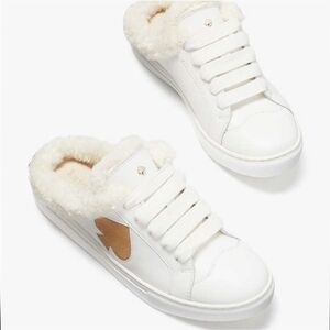 kate spade Fez Mule  Leather Faux Fur Trim  Winter Sneakers